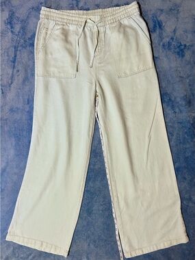 Thread & Supply Wide Leg 100% Lyocell Drawstring Casual Pants in Light Cream